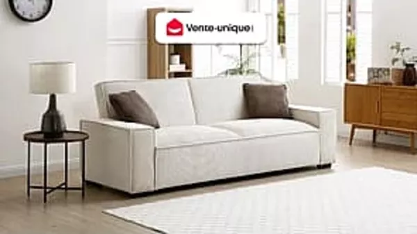 Vente-unique - SEKOTA Sofa SamtStoff Beige - B 94 cm x H 87 cm x L 230 cm