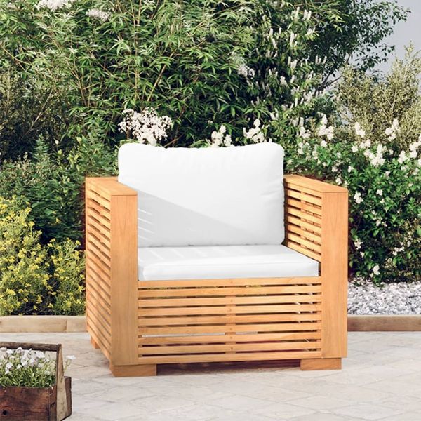 vidaXL Gartensessel mit Creme Kissen Massivholz Teak 319167
