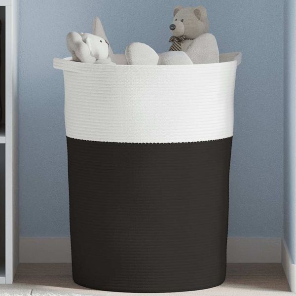 vidaXL Aufbewahrungskorb Schwarz und Weiß 49x65 cm Baumwolle 358495