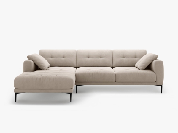 Micadoni Ecksofa Bemy 3-Sitzer Links Samt Beige