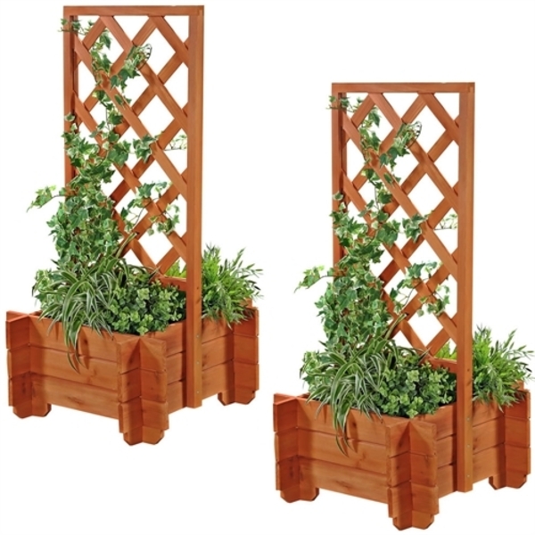 2x Rosenbogen + Pflanzkübel Pergola Spalier Blumenkübel Rankhilfe Torbogen Holz