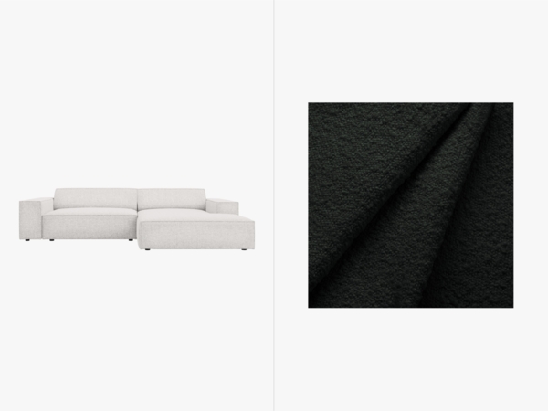 Micadoni Ecksofa Jodie 3-Sitzer Rechts Boucle Baloo Schwarz
