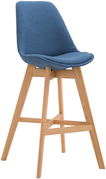 CLP Barhocker Cannes Stoff mit Rückenlehnen und Fußstütze,blau natura