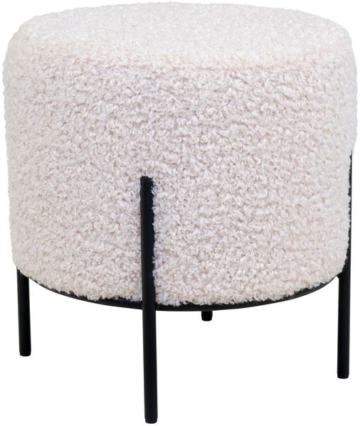 Pouf >Alford< in Weiss, Stoff - 35,5x37x35,5cm (BxHxT)