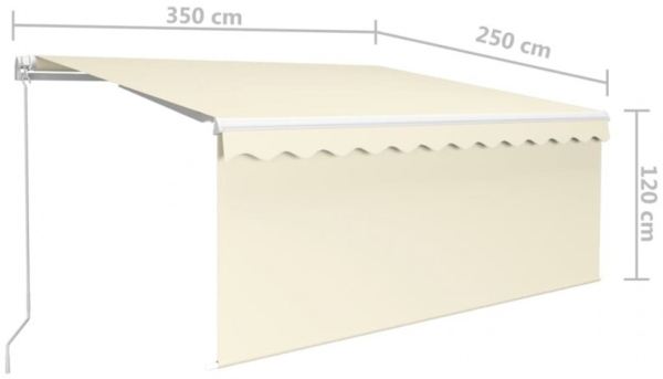 vidaXL Markise Manuell Einziehbar mit Rollo 3,5x2,5 m Creme 3069277 Bild 7