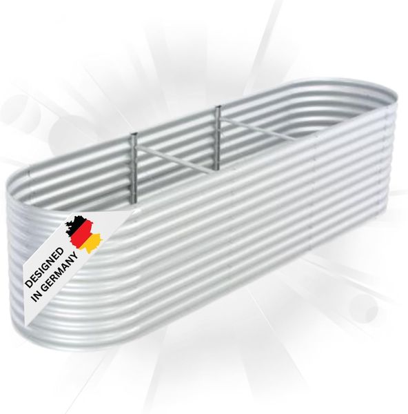 rundes Hochbeet für Garten BLUMO Verzinkter Stahl Hochbeet Metall Gartenbeet rund Kräuterbeet Blumenbeet Frühbeet für Garten Gemüsebeet, 320x80x81cm, Silber