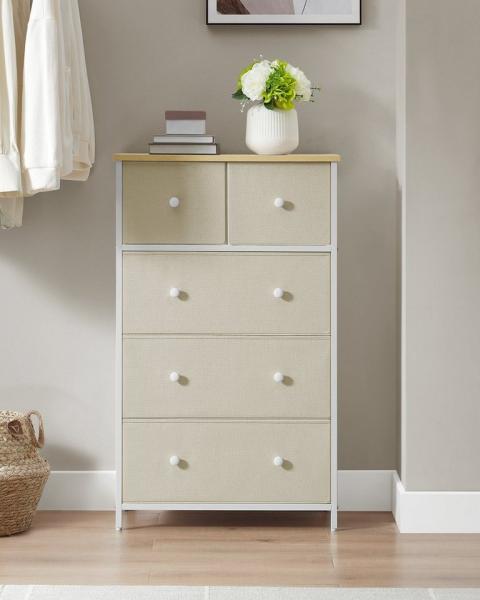 Songmics Kommode, Aufbewahrungsschrank, 5 Stoffschubalden