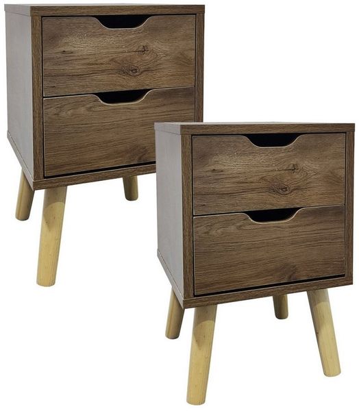HTI-Living Nachttisch Nachttisch 2 Schubladen 2er-Set Thekla Eiche (Set, 2-St, 2 Nachttische), Beistelltisch Kommode