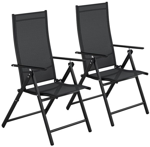 TLGREEN Klappstuhl 2-er Set Gartenstuhl,Klappbarer aus Texteline-Gewebe, (7-Fach Verstellbare Rückenlehne,Bis 120kg Belastbar, 2 St), für Garten, Terrasse, Balkon und Camping