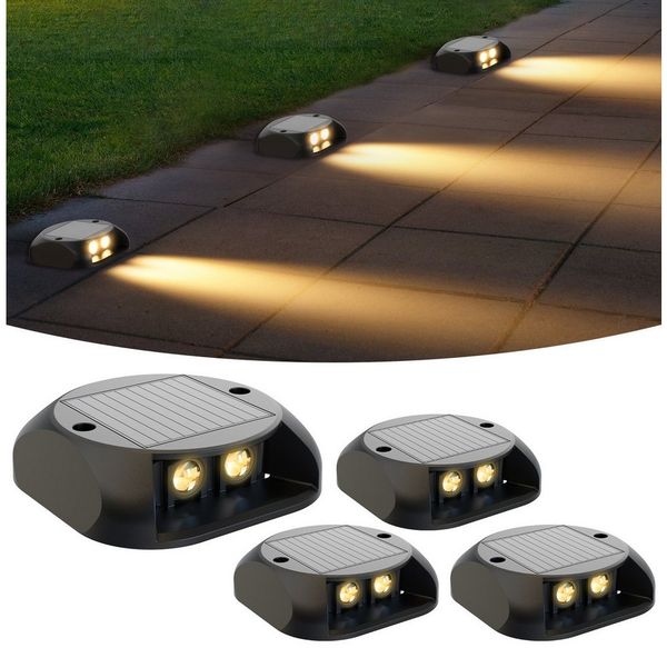Quntis LED Solarleuchte solar lampen für außen, 4 Stück LED solarleuchten garten für Balkon, beleuchtung, LED fest verbaut, Warmweiß, Gartenwege, Terrasse, Hof, Pool, Rasen, Weihnachtsdeko & Party Outdoor