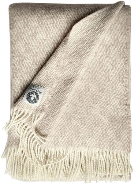 WoolOnly Plaid mit Fransen aus feiner Merinowolle (130x180 cm, Sandrose)