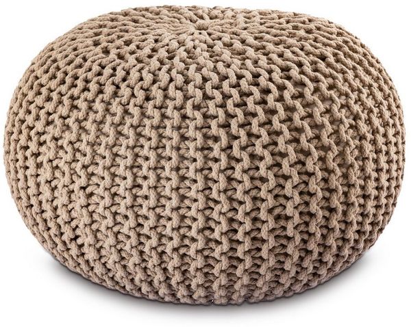 Amagohome Sitzhocker Strickhocker XXL Pouf Ø55 H37cm Bodenkissen Sitzpouf Baumwolle nachhal