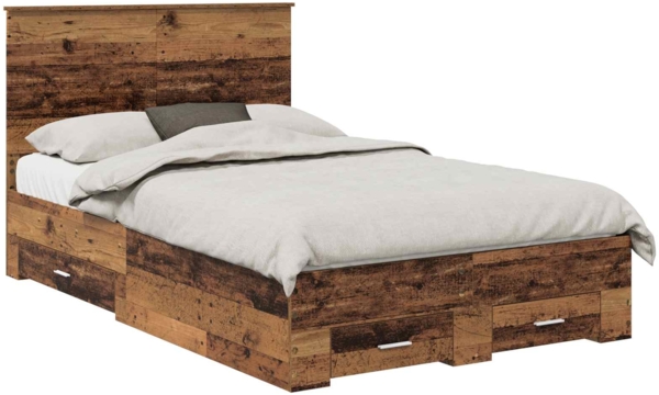 vidaXL Bettrahmen mit Kopfteil Altholz 120x200 cm Holzwerkstoff 3409683