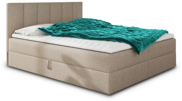 Boxspringbett Star mit Topper, Bonell-Matratze und 2 Bettkästen, Doppelbett, Polsterbett, Bett (Beige (Inari 22), 140 x 200 cm) Bild 4