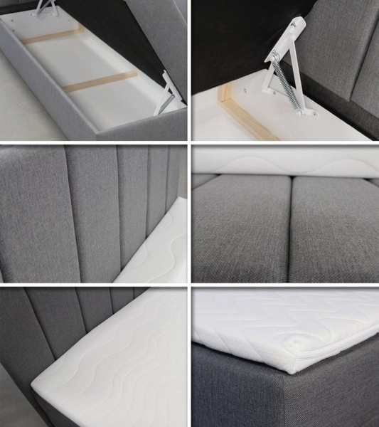 Boxspringbett Star mit Topper, Bonell-Matratze und 2 Bettkästen, Doppelbett, Polsterbett, Bett (Beige (Inari 22), 140 x 200 cm) Bild 3