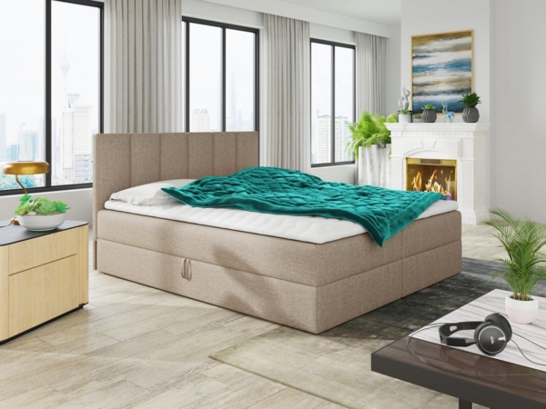 Boxspringbett Star mit Topper, Bonell-Matratze und 2 Bettkästen, Doppelbett, Polsterbett, Bett (Beige (Inari 22), 140 x 200 cm) Bild 5