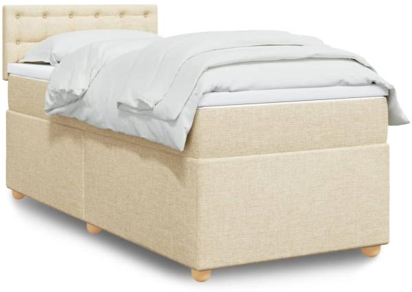 vidaXL Boxspringbett mit Matratze Creme 90x190 cm Stoff 3288854