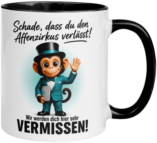 Momentals Tasse Abschiedsgeschenk Kollegen – „Schade dass du den Affenzirkus verlässt“, Gratis Versand · Links-&Rechtshänder · Spülmaschinenfest