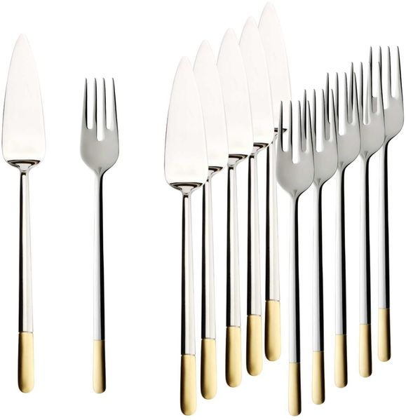 Villeroy & Boch Ella teilvergoldet Fischbesteck 12-teilig