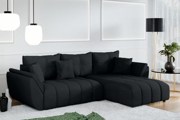 AX LIVING Antalya Eckschlafcouch mit Bettkasten 280 cm anthrazit
