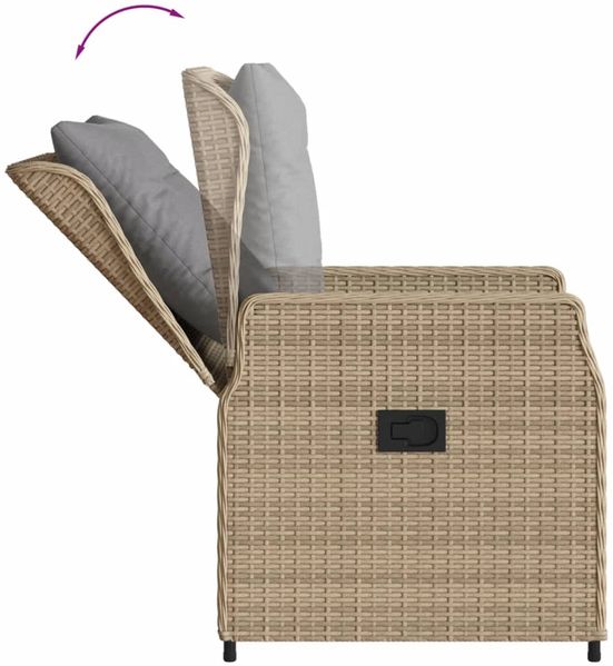 vidaXL 7-tlg. Garten-Essgruppe mit Kissen Beige Poly Rattan 3262787 Bild 5