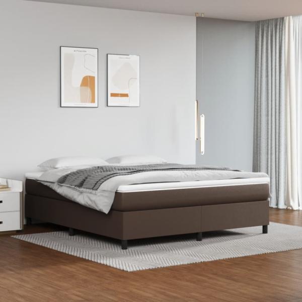 vidaXL Boxspringbett mit Matratze Braun 160x200 cm Kunstleder 3144617