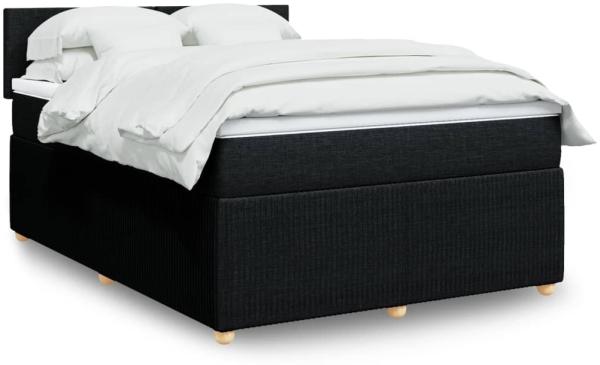 vidaXL Boxspringbett mit Matratze Schwarz 140x190 cm Stoff 3289746