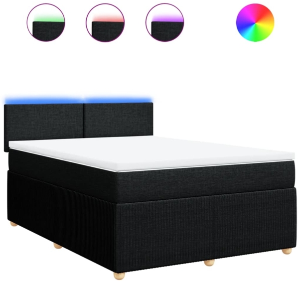 vidaXL Boxspringbett mit Matratze Schwarz 140x190 cm Stoff 3289746