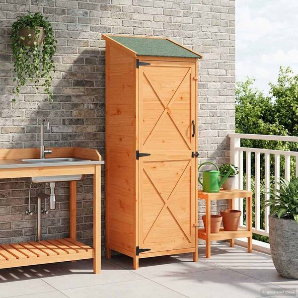 vidaXL Gartenschuppen Braun 59,5 x 56 x 176,5 cm Massivholz aus Fichte 42033479