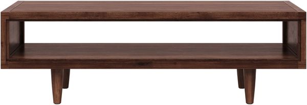 skølm 'Eivind' Couchtisch, aus Eiche Massivholz, mit Ablage, lackiert, Walnuss Optik