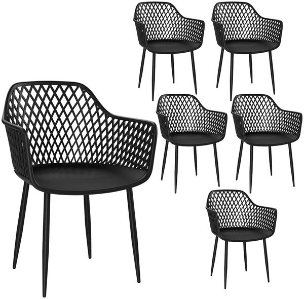 STEELSØN 'Quasira' Gartenstuhl, schwarz, Kunststoff, wetterfest und UV-beständig, Balkonstuhl bis 120 kg belastbar, 6er Set