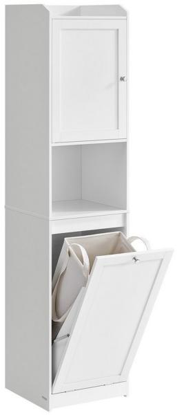 Vasagle Badezimmerschrank mit Wäschekorb, MDF weiß, 40 x 40 x 170 cm Bild 1