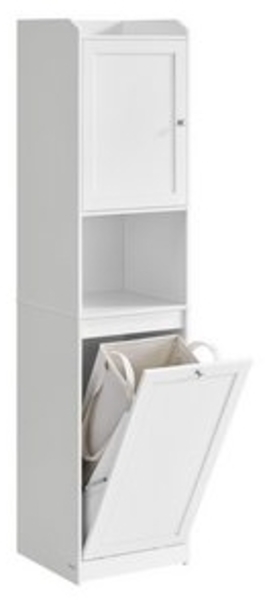 Vasagle Badezimmerschrank mit Wäschekorb, MDF weiß, 40 x 40 x 170 cm Bild 6