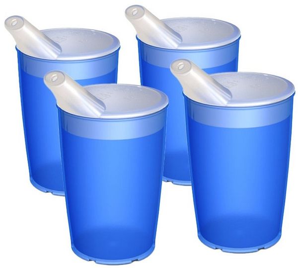 Ornamin Schnabelbecher Pflegebecher mit Schnabelaufsatz/Trinkaufsatz, 4-tlg, Kunststoff, Trinkhilfe l Alltagshilfe l BPA-frei l bruchstabil l Made in Germany