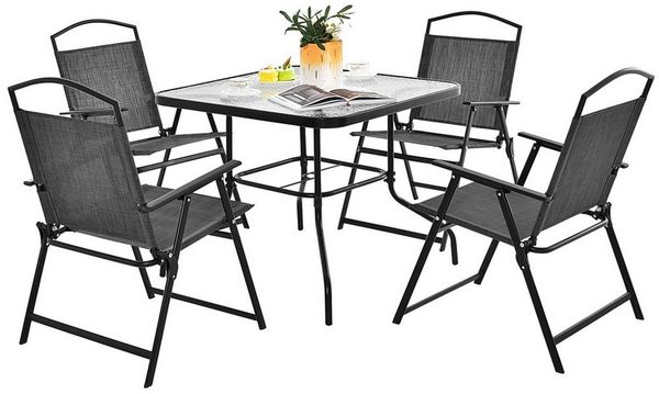 KOMFOTTEU Balkonset, 5 TLG. Gartenmöbel Set, mit 4cm Schirmloch