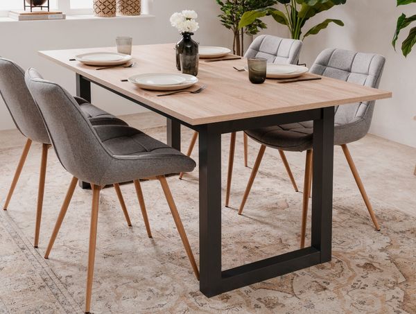 Furn. Design Esstisch Malta (Küchentisch in Eiche Sonoma und Anthrazit, ausziehbar 160 - 200 cm, bis 8 Personen), Industrial Design
