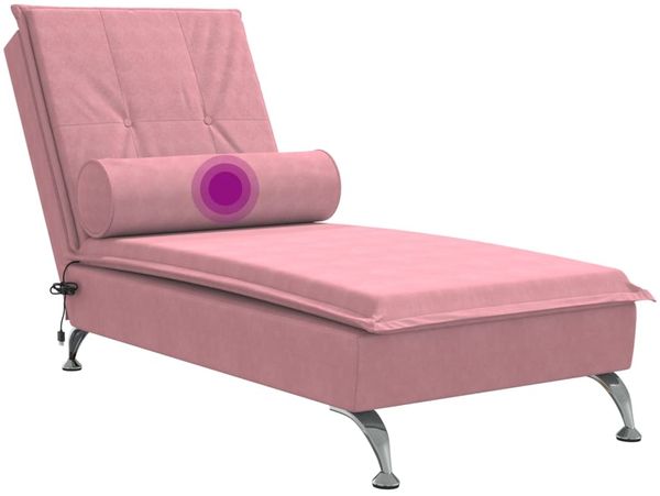 vidaXL Massage-Chaiselongue mit Nackenrolle Rosa Samt 379453 Bild 7