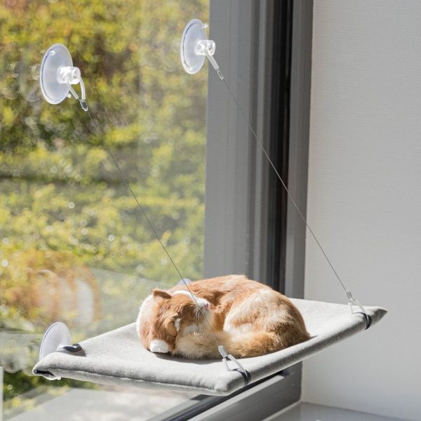TRIXIE Katzenliege Fenster-Liegeplatz - grau - 50 × 30 cm