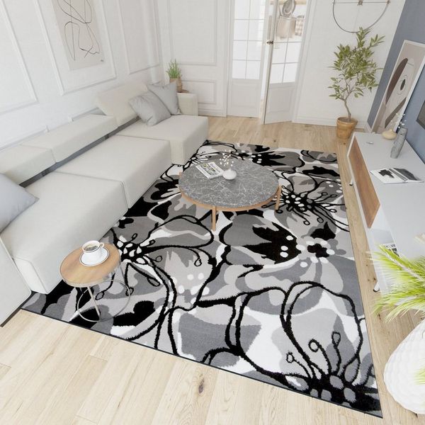 Mazovia Designteppich Modern Teppich Kurzflor Wohnzimmerteppich Robust und pflegeleicht GRAU, 80x150 cm, Fußbodenheizung, Allergiker geeignet, Farbecht, Pflegeleicht