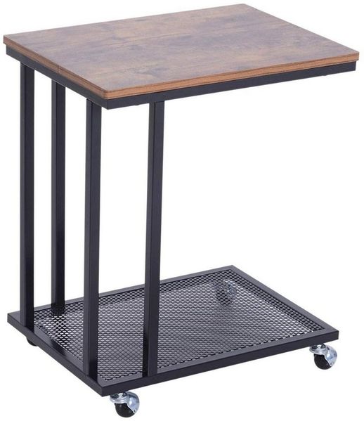 HOMCOM Beistelltisch Rollbarer Beistelltisch in C-Form