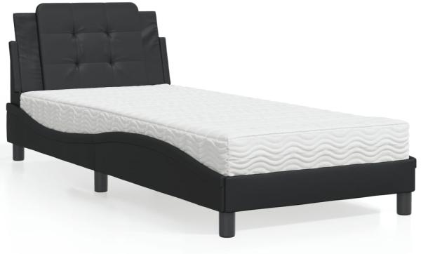 vidaXL Bett mit Matratze Schwarz 100x200 cm Kunstleder 3208845