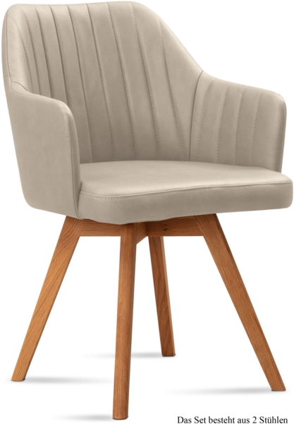 Armlehnstuhl (2er-Set) Domna 58x81x60 Eiche geölt/Natur