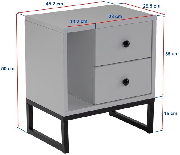 Skye Decor Nachtkonsole 100% MELAMINE COATED PARTICLE BOARD, 50 cm x 29,5 cm x 45,2 cm D1412 Bild 8