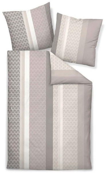 Janine Bettwäsche PERLMO, 135 x 200 cm, Sandgrau, Reißverschluss, Mako-Satin, 100% Baumwolle