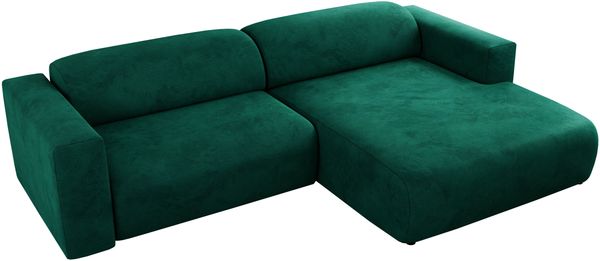 Ecksofa PASADENA, freistehendes Ecksofa, breite Armlehnen, Federsitz - rechts - Dunkelgrün Velours Bild 6