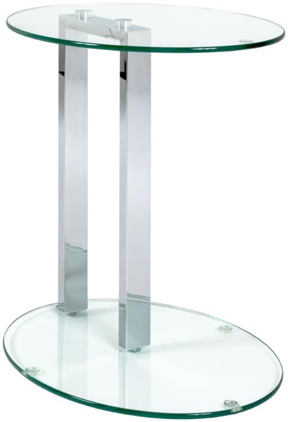 Beistelltisch >Artur< in Chrom aus Stahl, Glas 8mm - 45x50x35cm (BxHxT)