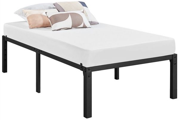 Yaheetech Bettgestell 190 x 90 cm, Metallbett Modern Jugendbett mit Lattenrost, Schwarz