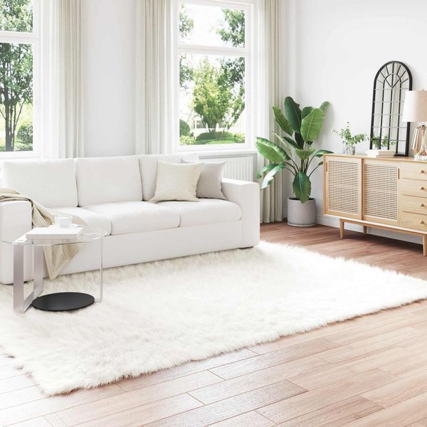 vidaXL Teppich aus Kunstschaffell TAFALLA Weiß 200 x 280 cm Polyester 42021463