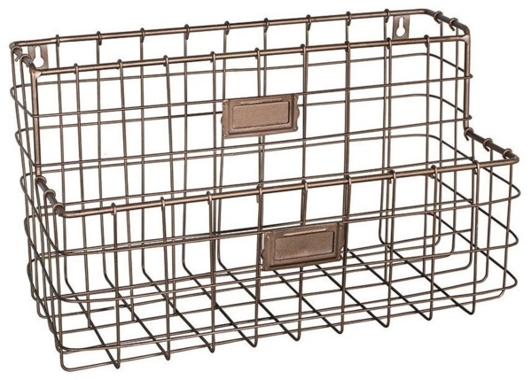 Antic Line Wandregal Hängeregal mit 2 Korbfächer Industrial SEB17221