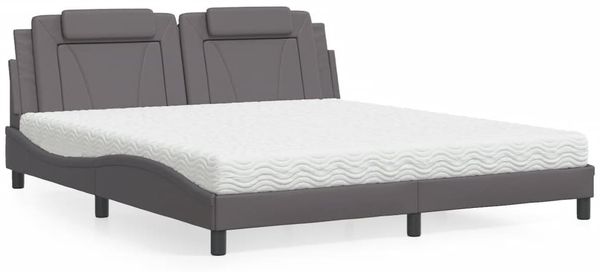 vidaXL Bett "Viana" mit Matratze Grau 180x200 cm Kunstleder 3208813